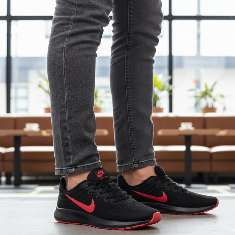 کفش ورزشی مردانه Nike مدل Tigo زیره قرمز-مشکی